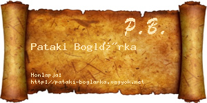 Pataki Boglárka névjegykártya